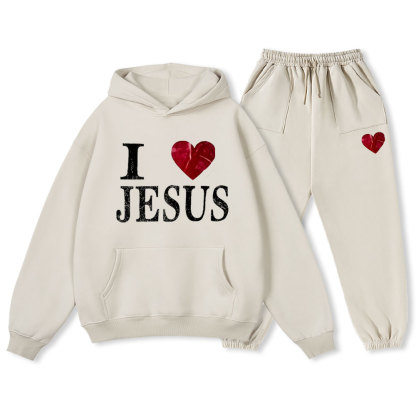 I Love You Christian Fleece Hoodie Set