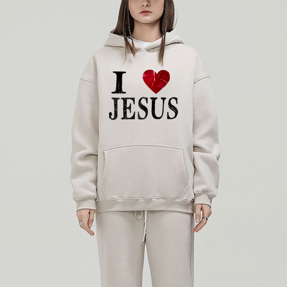 I Love You Christian Fleece Hoodie Set