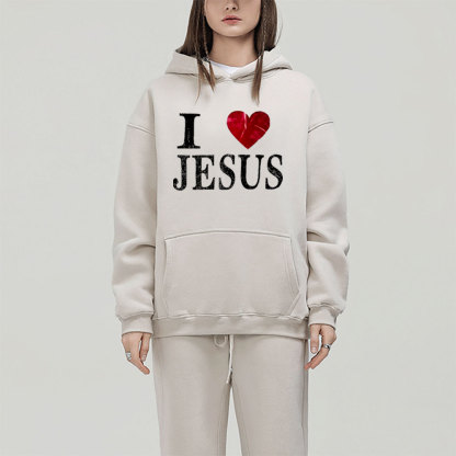 I Love You Christian Fleece Hoodie Set
