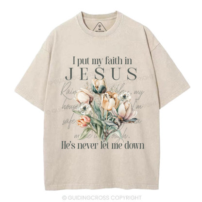 I Put My Faith In Jesus Christian Washed T-Shirt