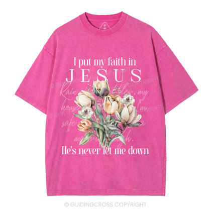 I Put My Faith In Jesus Christian Washed T-Shirt