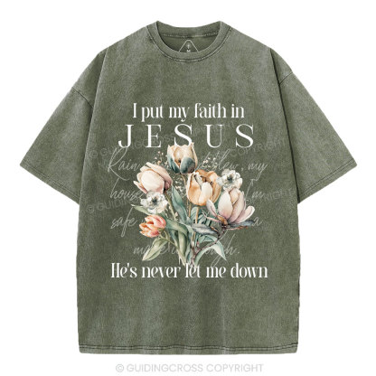 I Put My Faith In Jesus Christian Washed T-Shirt