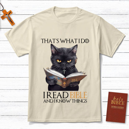 I Read Bible And I Know Things Black  Cat Christian T-Shirt
