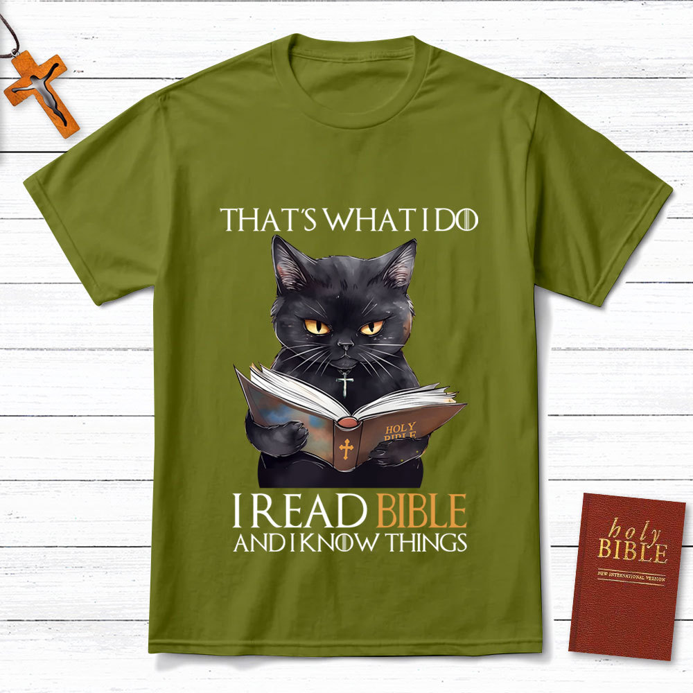 I Read Bible And I Know Things Black  Cat Christian T-Shirt