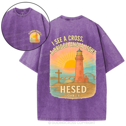 I See A Cross A Bridge And A Light Chrisitan Washed T-Shirt
