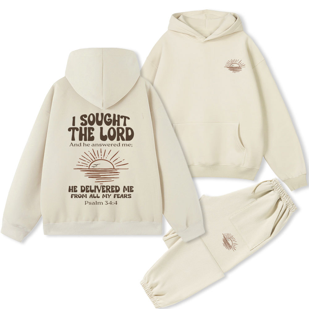 I Sought The Lord Christian Premium Fleece Hoodie Set