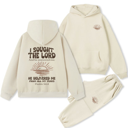 I Sought The Lord Christian Premium Fleece Hoodie Set