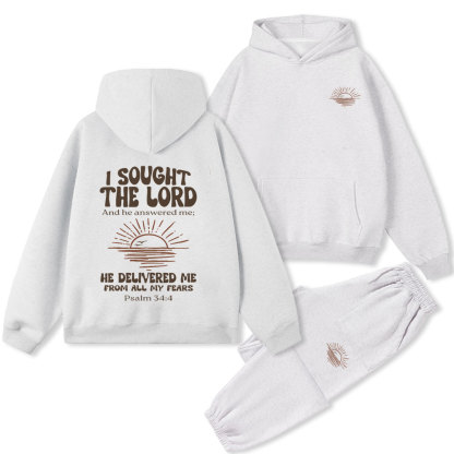 I Sought The Lord Christian Premium Fleece Hoodie Set