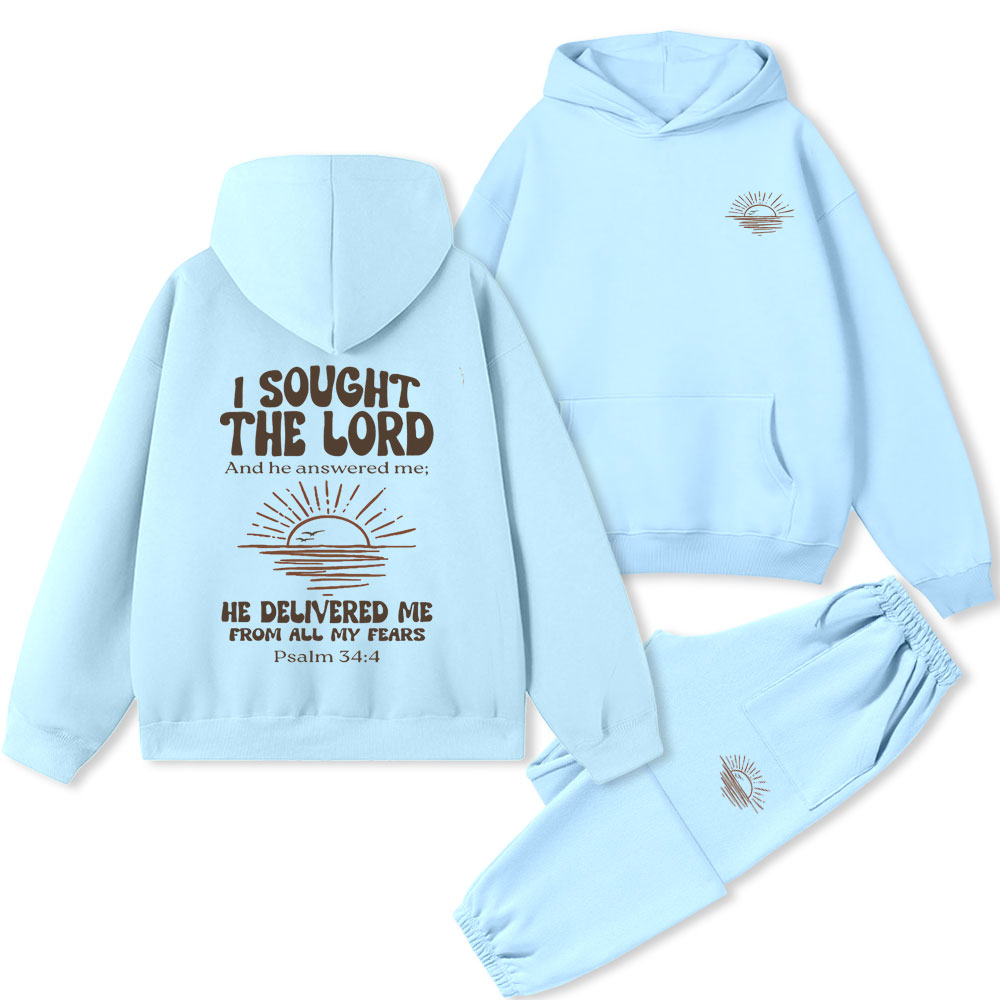 I Sought The Lord Christian Premium Fleece Hoodie Set