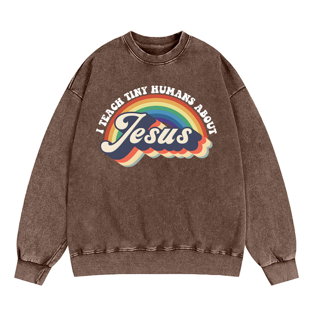 I Teach Tiny Humans About Jesus Rainbow Christian Washed Sweatshirt