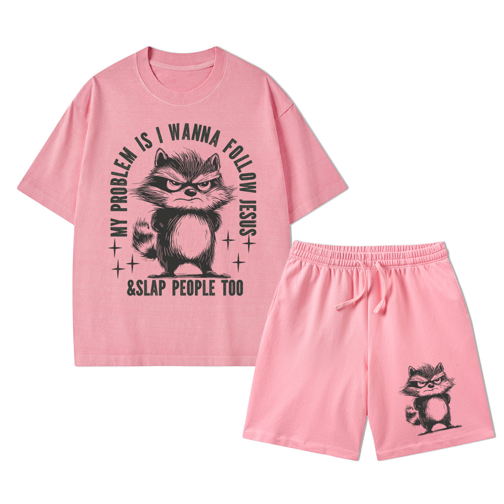 I Wanna Follow Jesus Christian Washed T-Shirt & Shorts