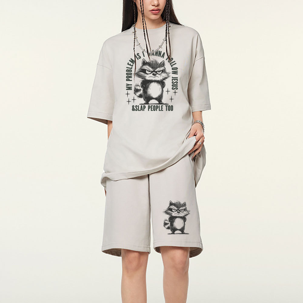 I Wanna Follow Jesus Christian Washed T-Shirt & Shorts