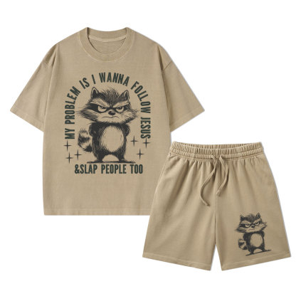 I Wanna Follow Jesus Christian Washed T-Shirt & Shorts