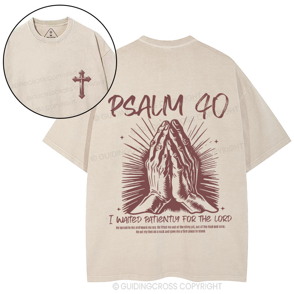 I Wanted Patiently For The Lord Christian Washed T-Shirt