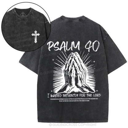 I Wanted Patiently For The Lord Christian Washed T-Shirt