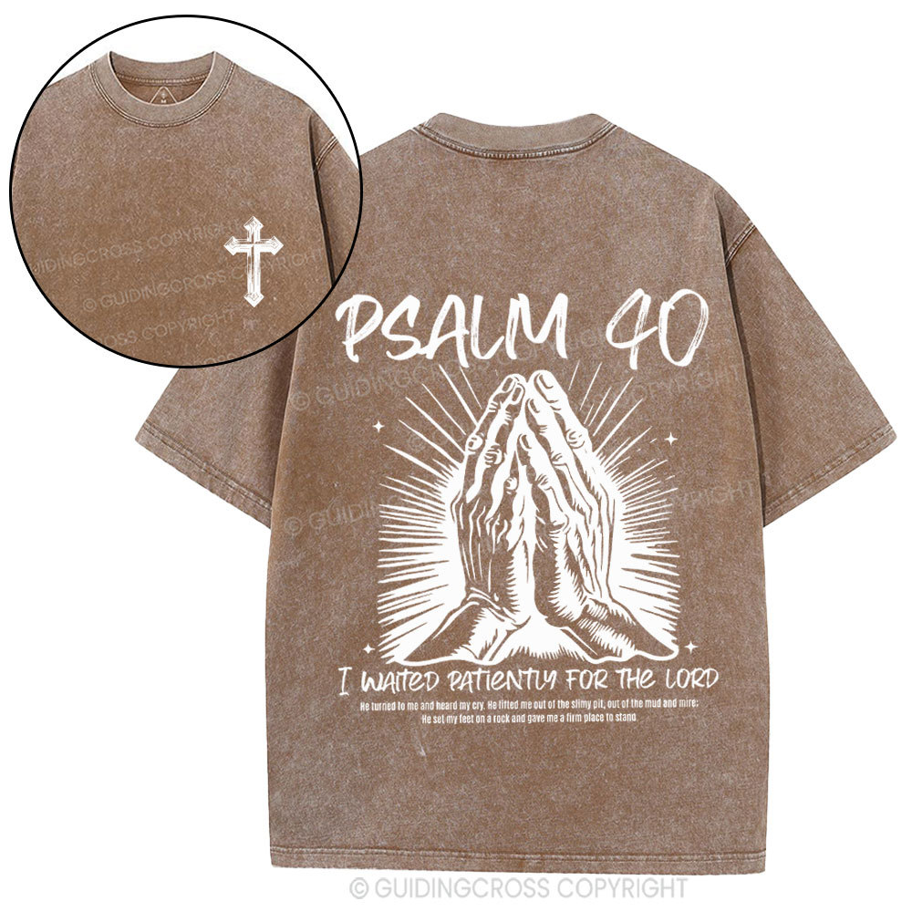I Wanted Patiently For The Lord Christian Washed T-Shirt