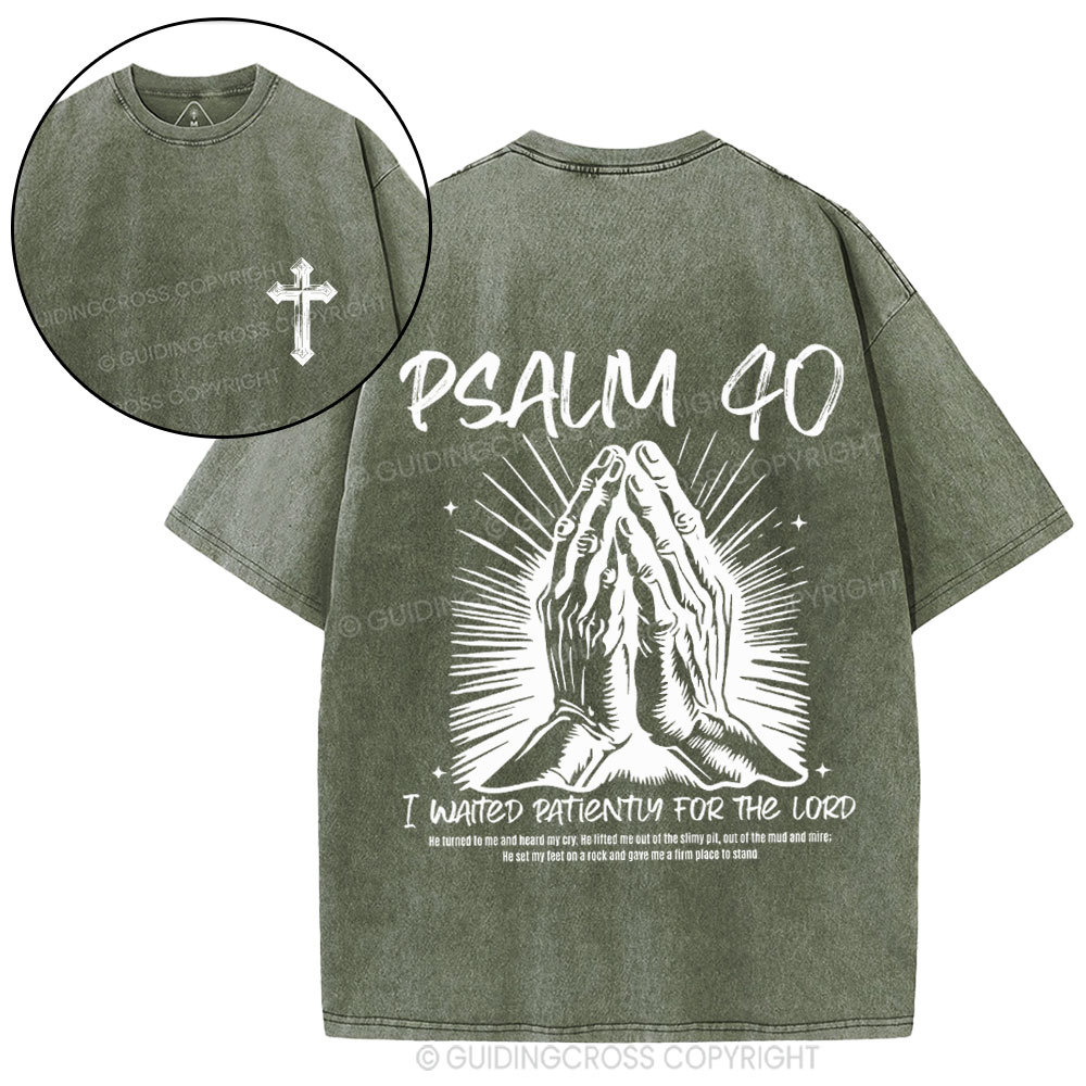 I Wanted Patiently For The Lord Christian Washed T-Shirt