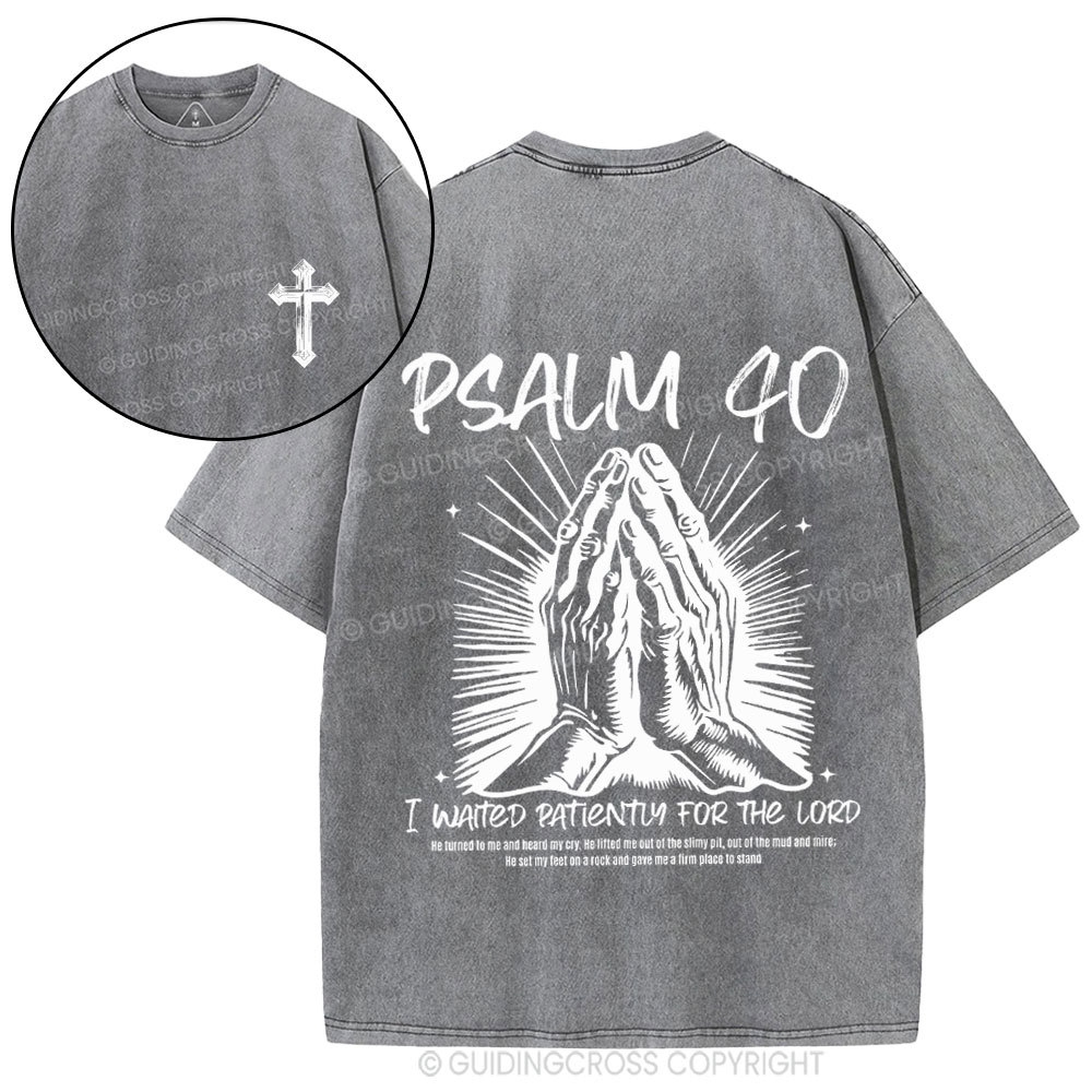 I Wanted Patiently For The Lord Christian Washed T-Shirt