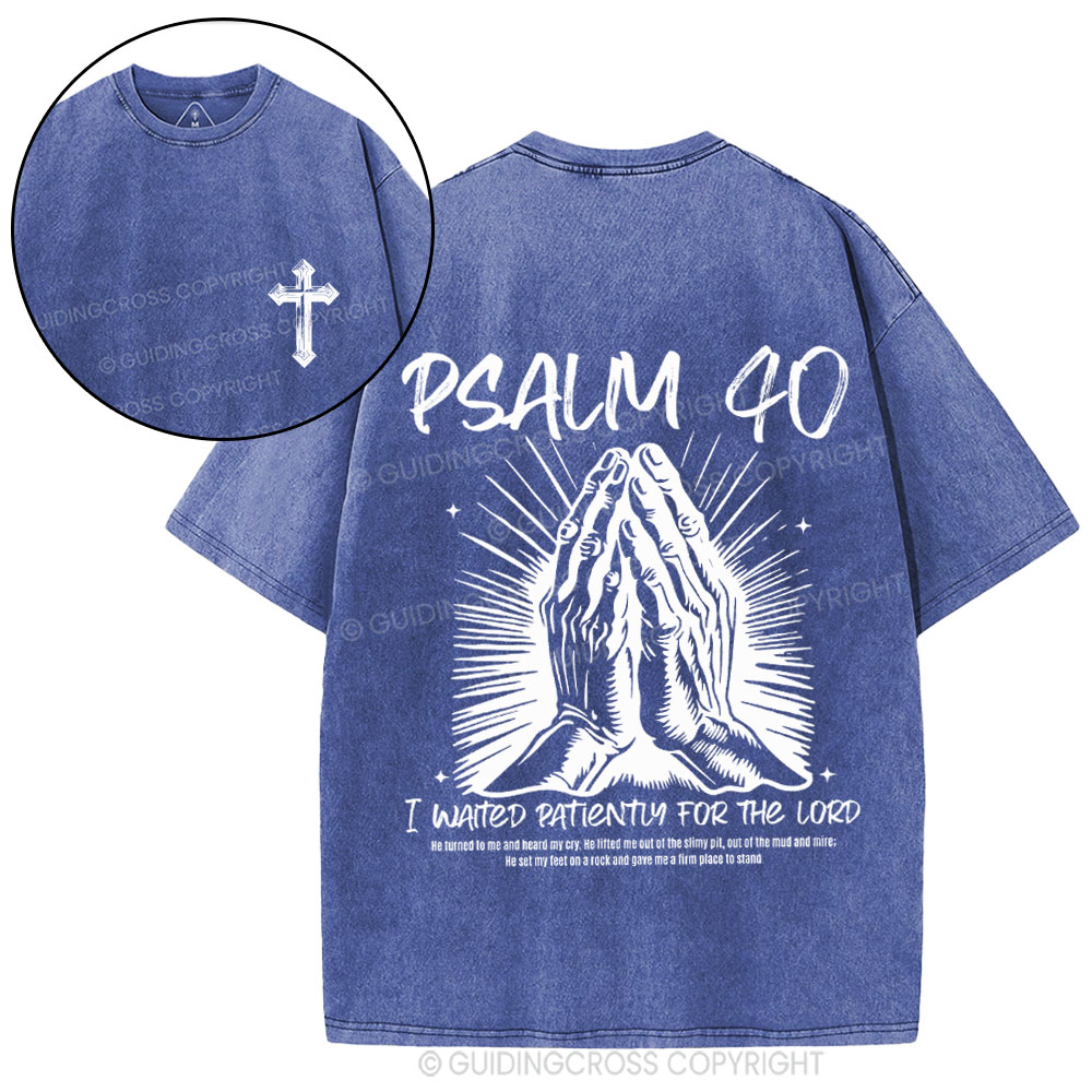 I Wanted Patiently For The Lord Christian Washed T-Shirt