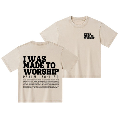 I Was Made To Worship Christian Kid Washed T-Shirt