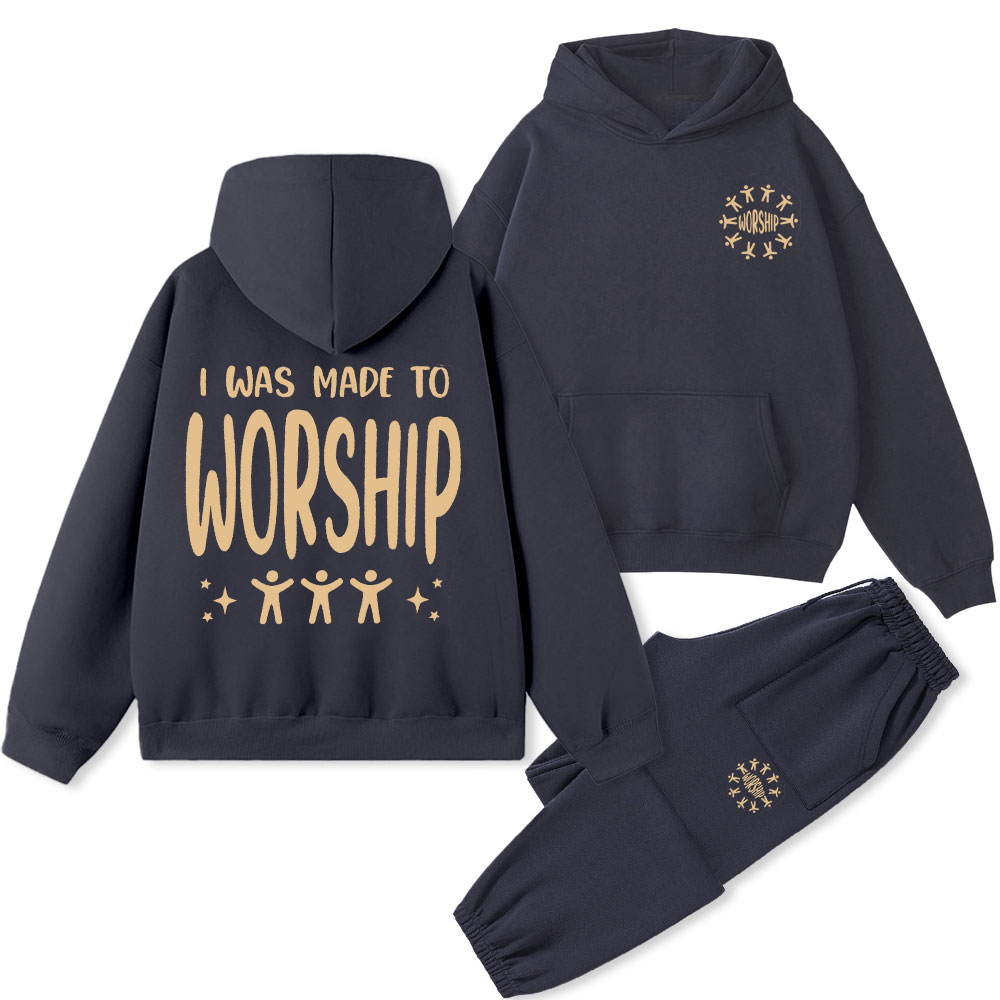 I Was Made To Worship Christian Fleece Hoodie Set