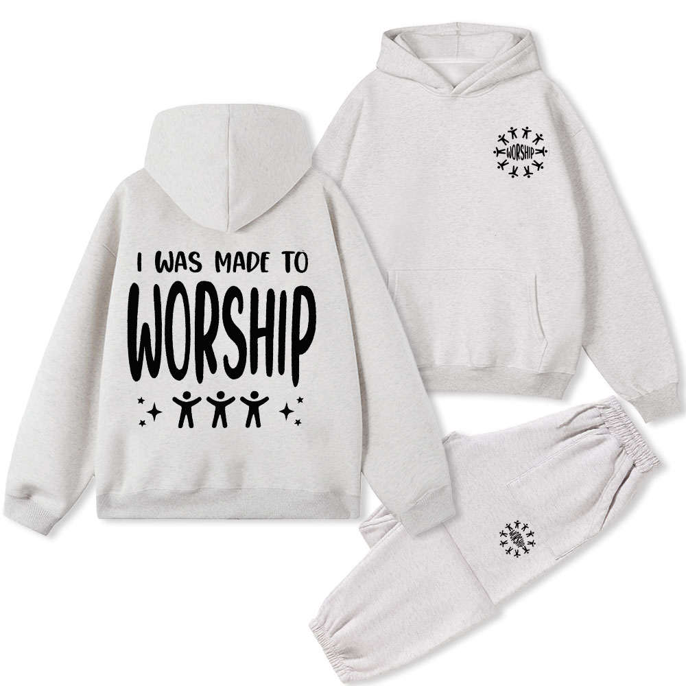 I Was Made To Worship Christian Fleece Hoodie Set