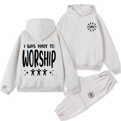 I Was Made To Worship Christian Fleece Hoodie Set