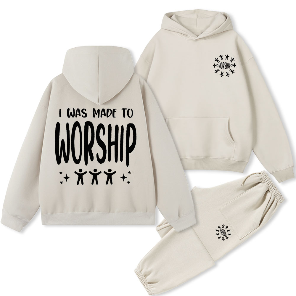 I Was Made To Worship Christian Fleece Hoodie Set