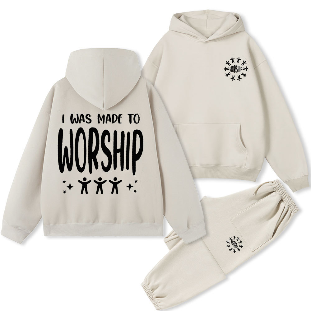 I Was Made To Worship Christian Fleece Hoodie Set