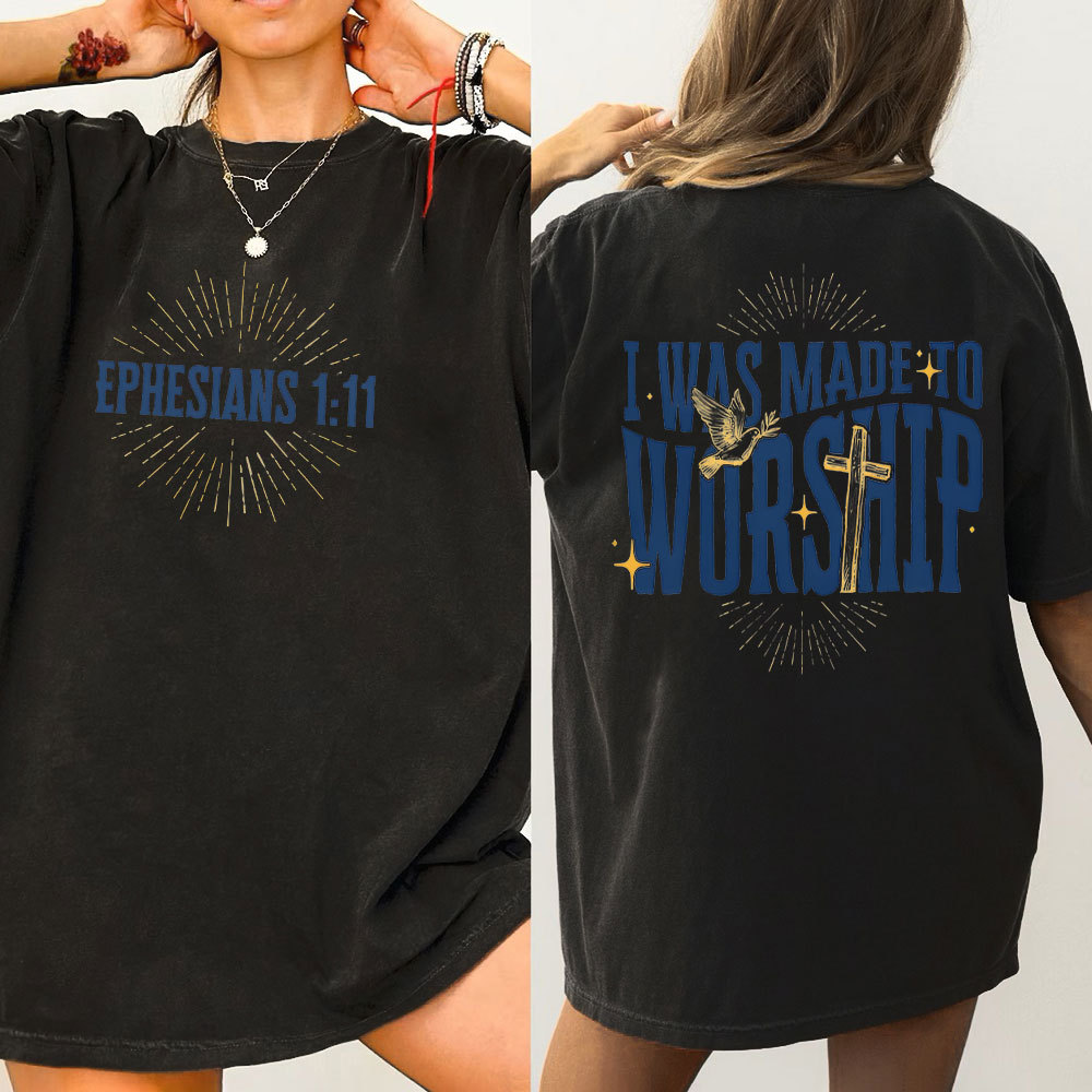 I Was Made To Worship Christian Washed T-Shirt