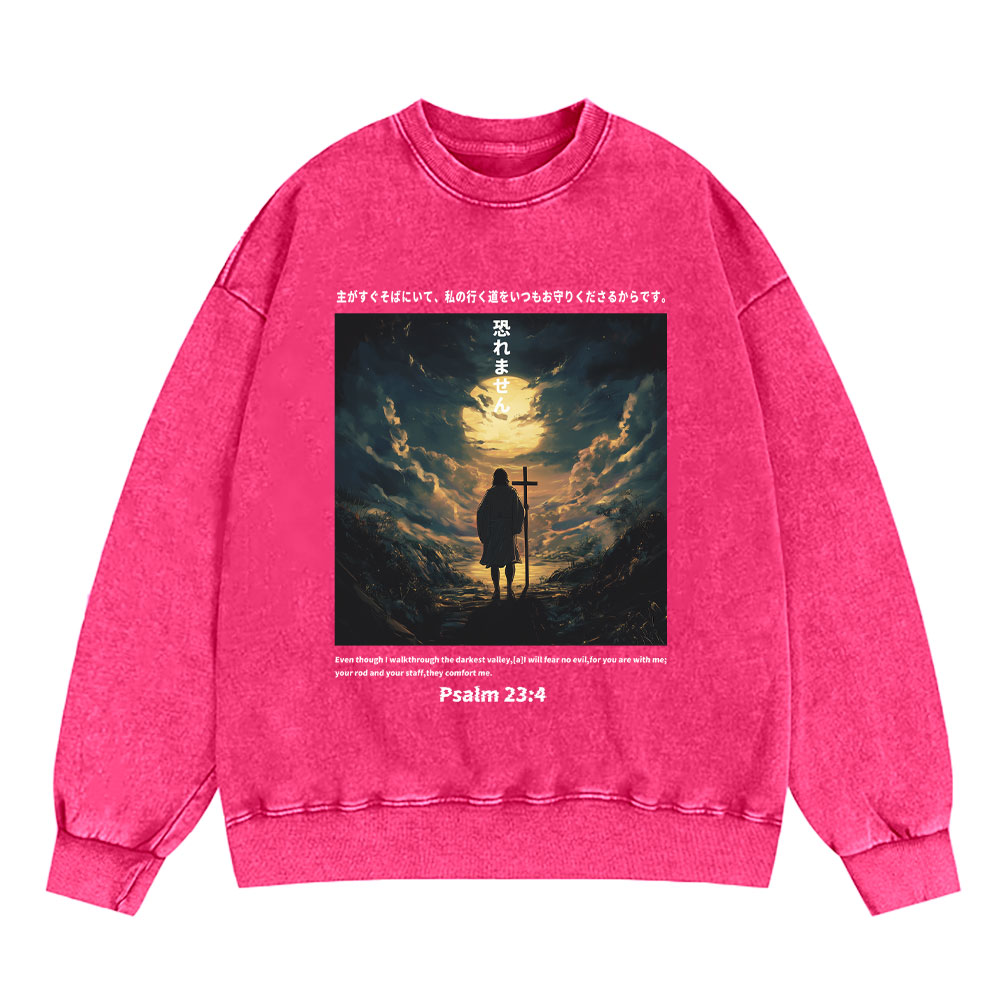 I Will Fear No Evil Anime Chirstian Washed Sweatshirt