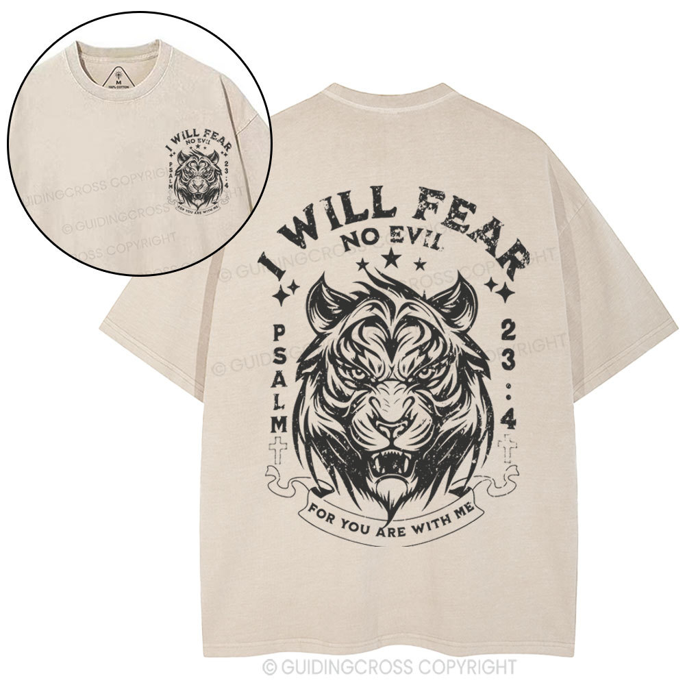 I Will Fear No Evil Christian Washed T-Shirt
