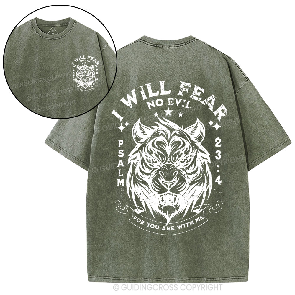 I Will Fear No Evil Christian Washed T-Shirt