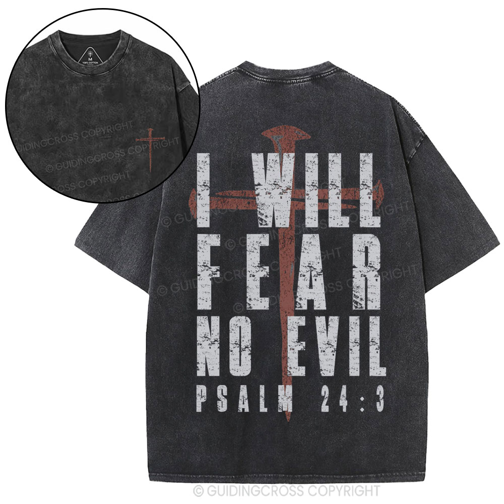 I Will Fear No Evil Christian Washed T-Shirt