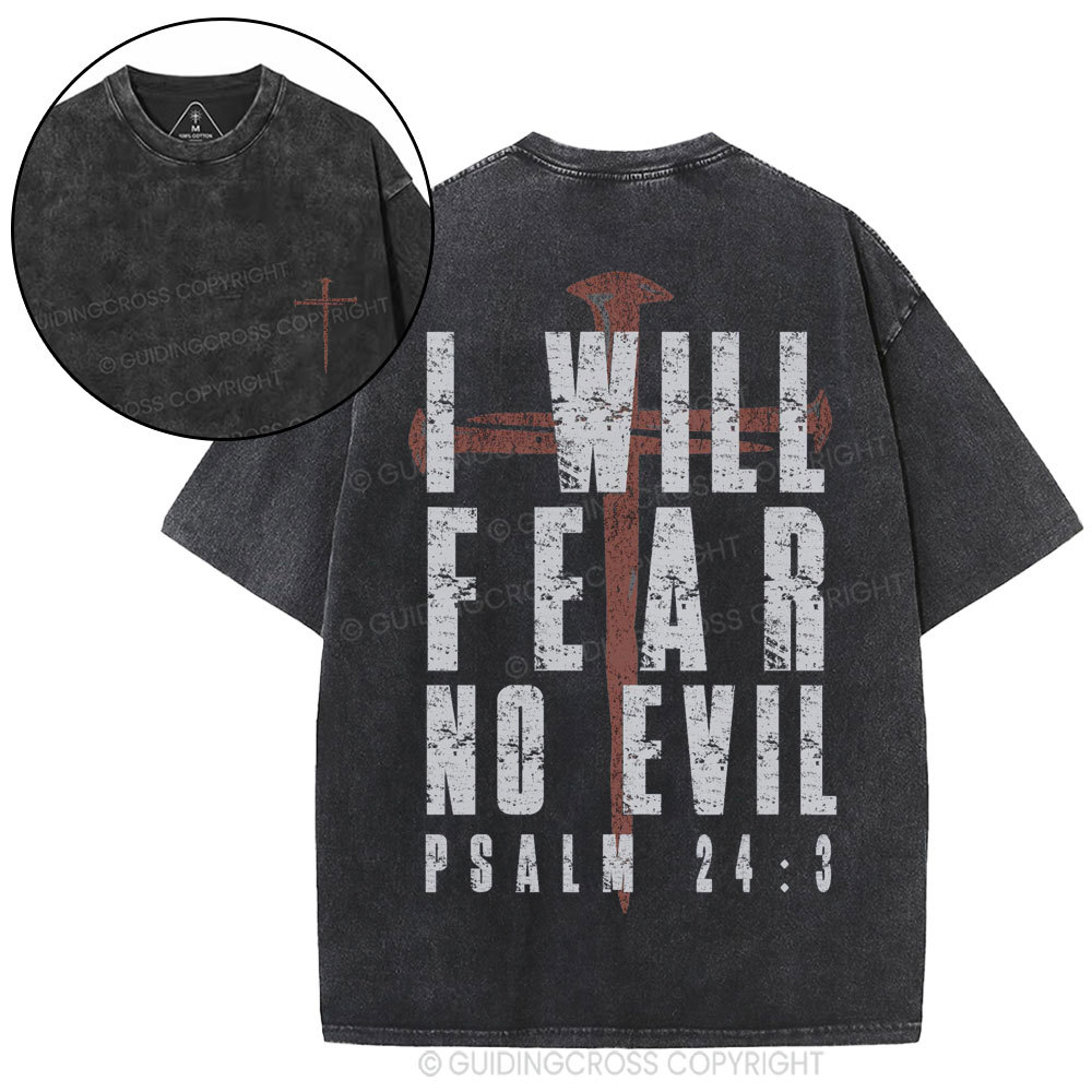I Will Fear No Evil Christian Washed T-Shirt