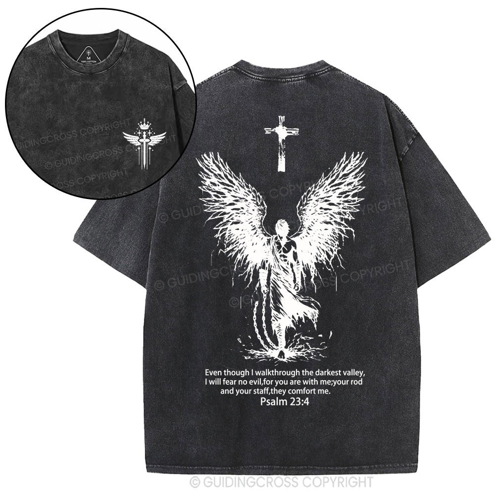 I Will Fear No Evil Christian Washed T-Shirt