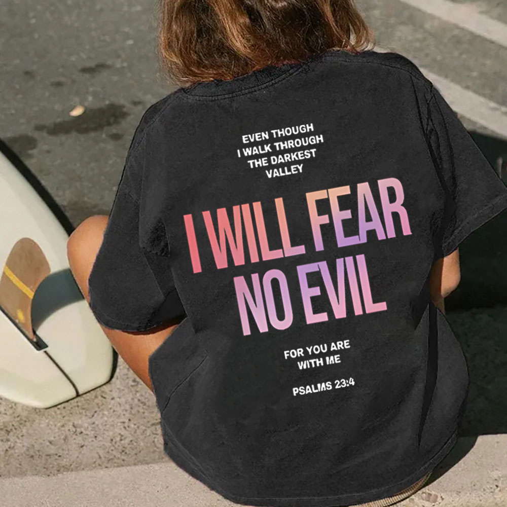 I Will Fear No Evil Christian Washed T-Shirt