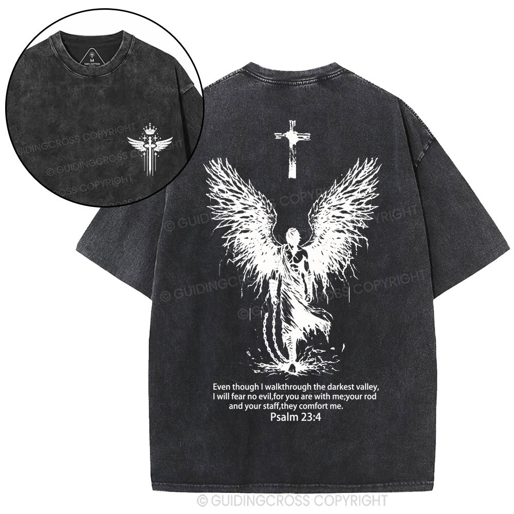 I Will Fear No Evil Christian Washed T-Shirt