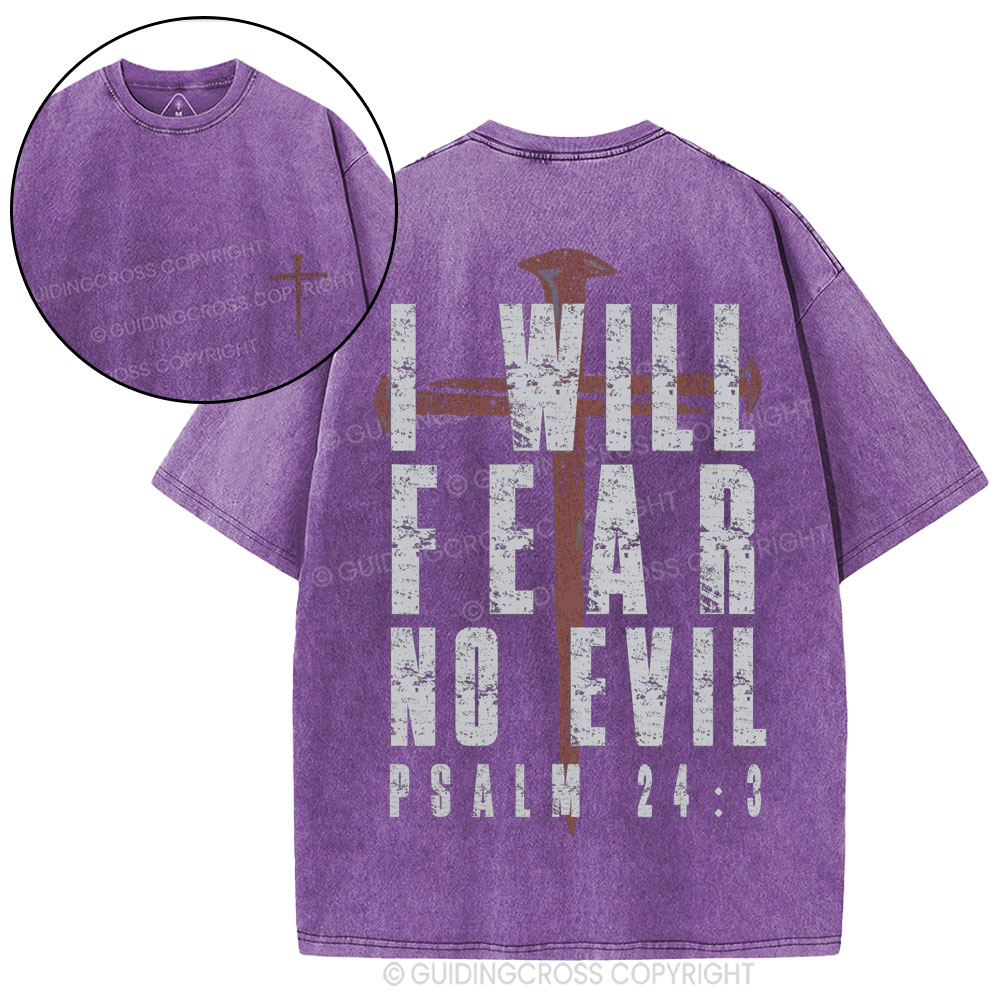 I Will Fear No Evil Christian Washed T-Shirt