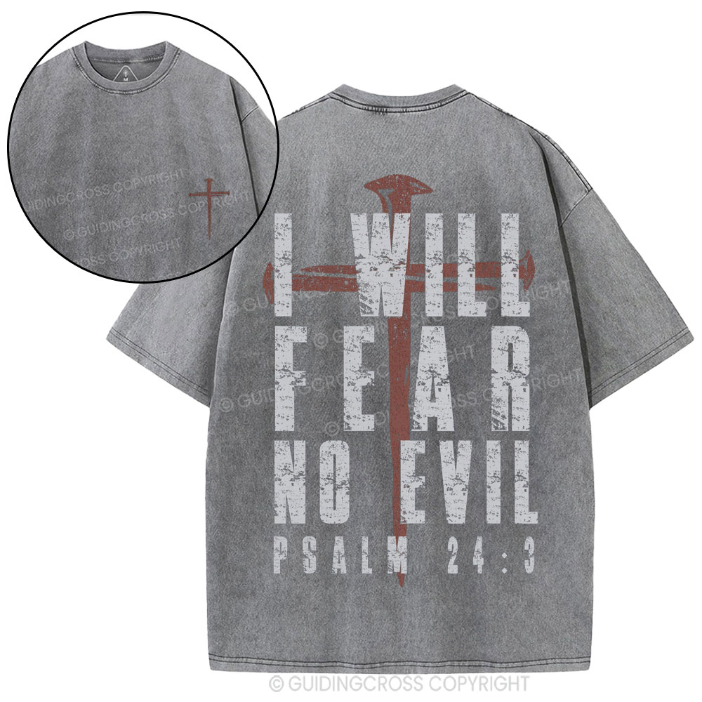 I Will Fear No Evil Christian Washed T-Shirt