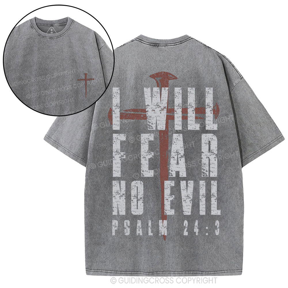 I Will Fear No Evil Christian Washed T-Shirt