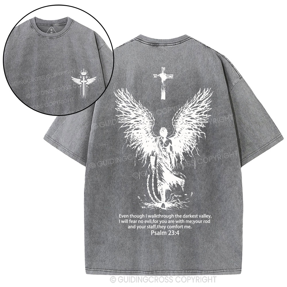I Will Fear No Evil Christian Washed T-Shirt