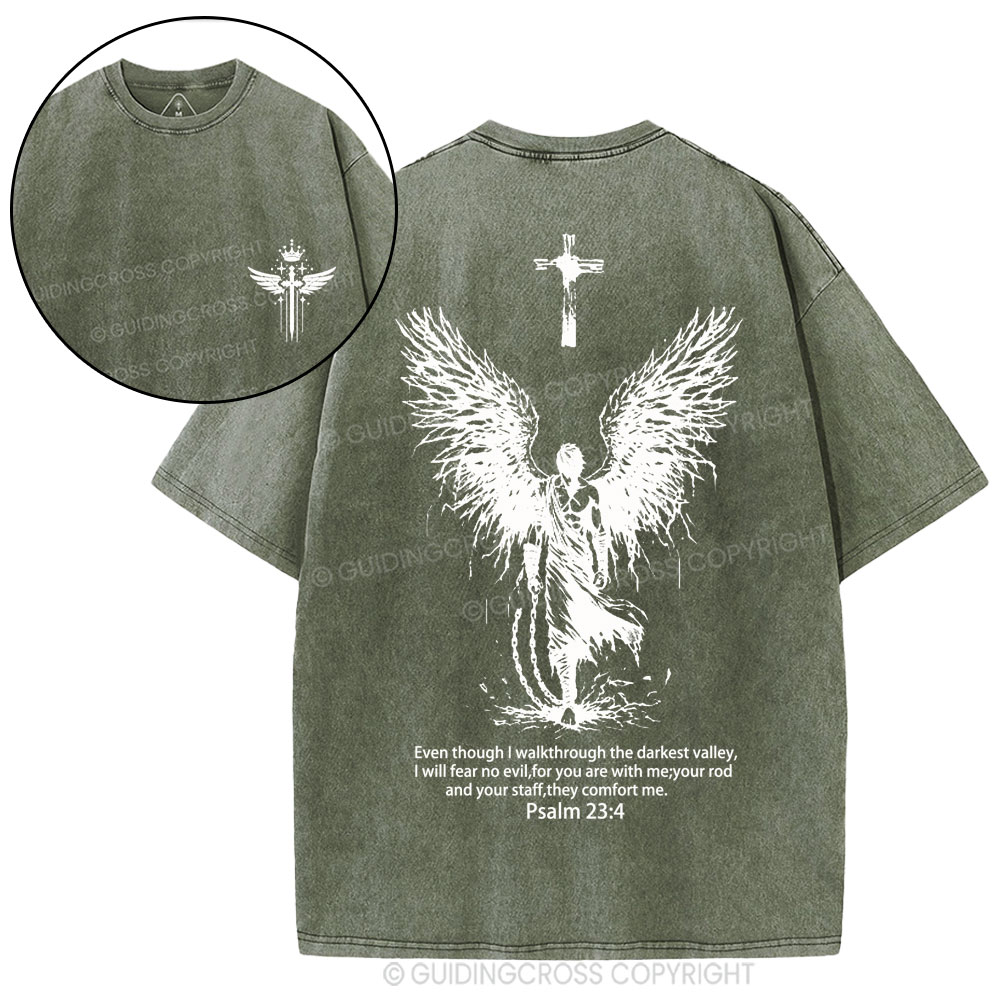 I Will Fear No Evil Christian Washed T-Shirt