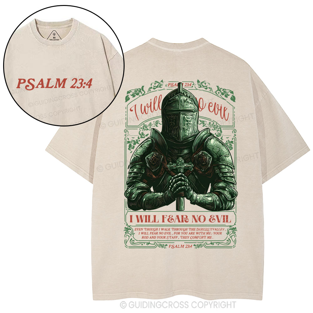 I Will Fear No Evil Christian Washed T-Shirt