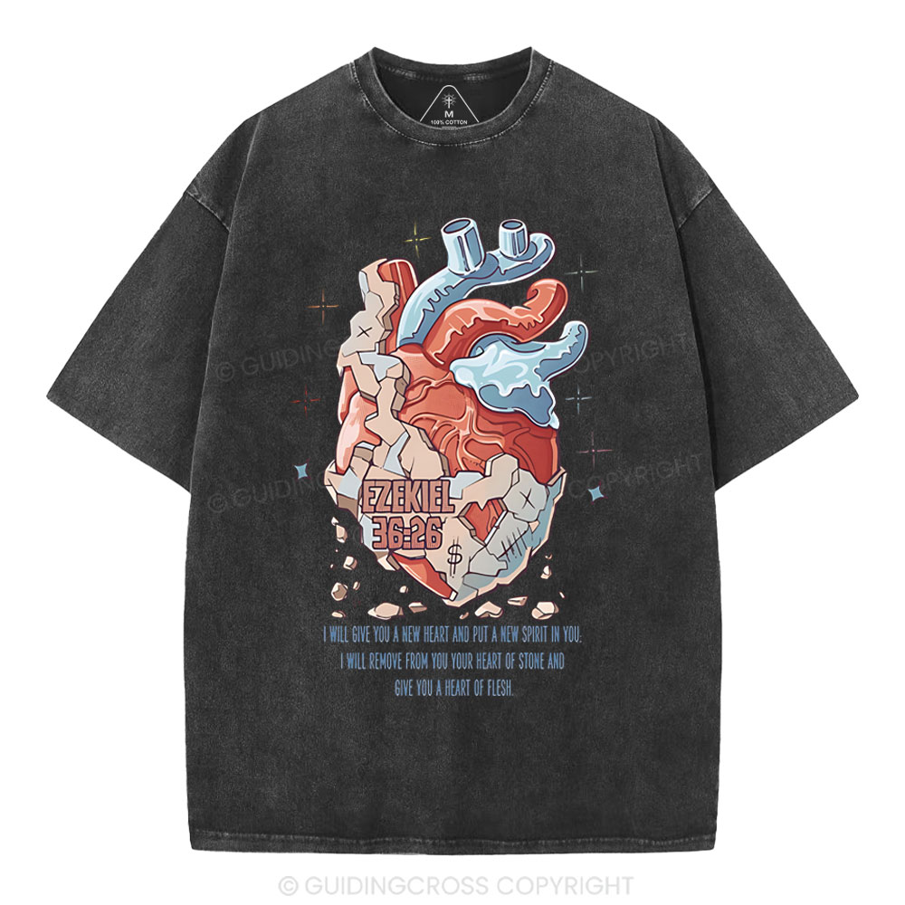I Will Give You A Heart Christian Washed T-Shirt