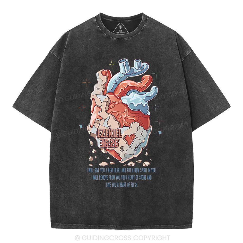 I Will Give You A Heart Christian Washed T-Shirt