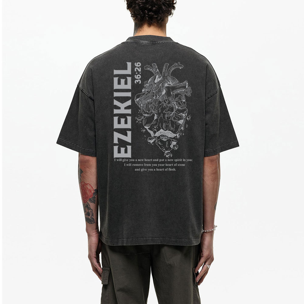 I Will Give You A New Heart And Put A New Spirit Christian Washed T-Shirt