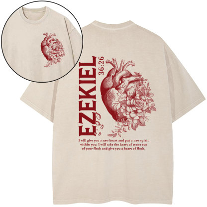 I Will Give You A New Heart Christian Washed T-Shirt