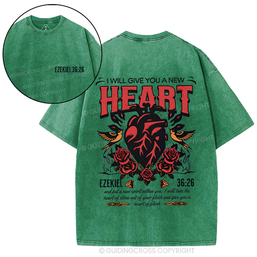 I Will Give You A New Heart Christian Washed T-Shirt