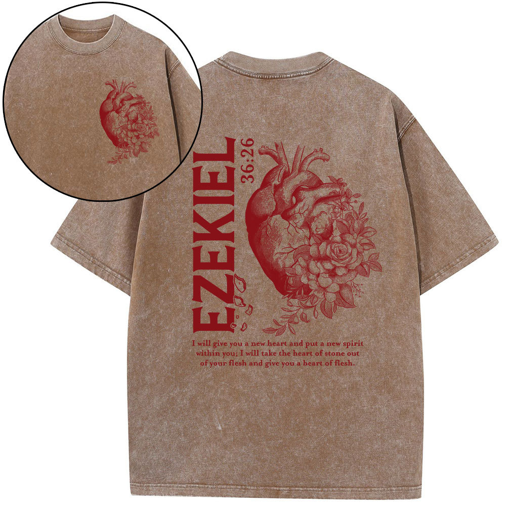 I Will Give You A New Heart Christian Washed T-Shirt